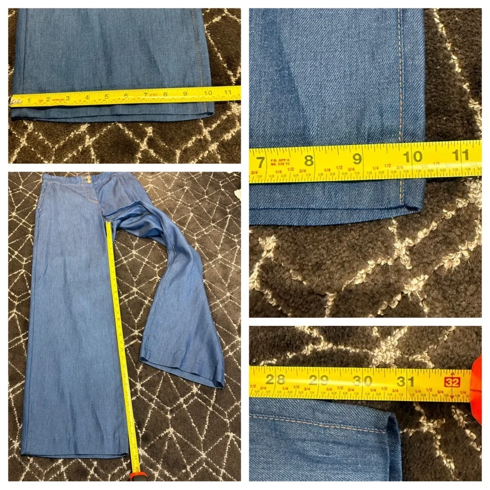 NWT! ZARA DENIM EFFECT OVERSIZED BLAZER and WIDE LEG PANTS INDIGO